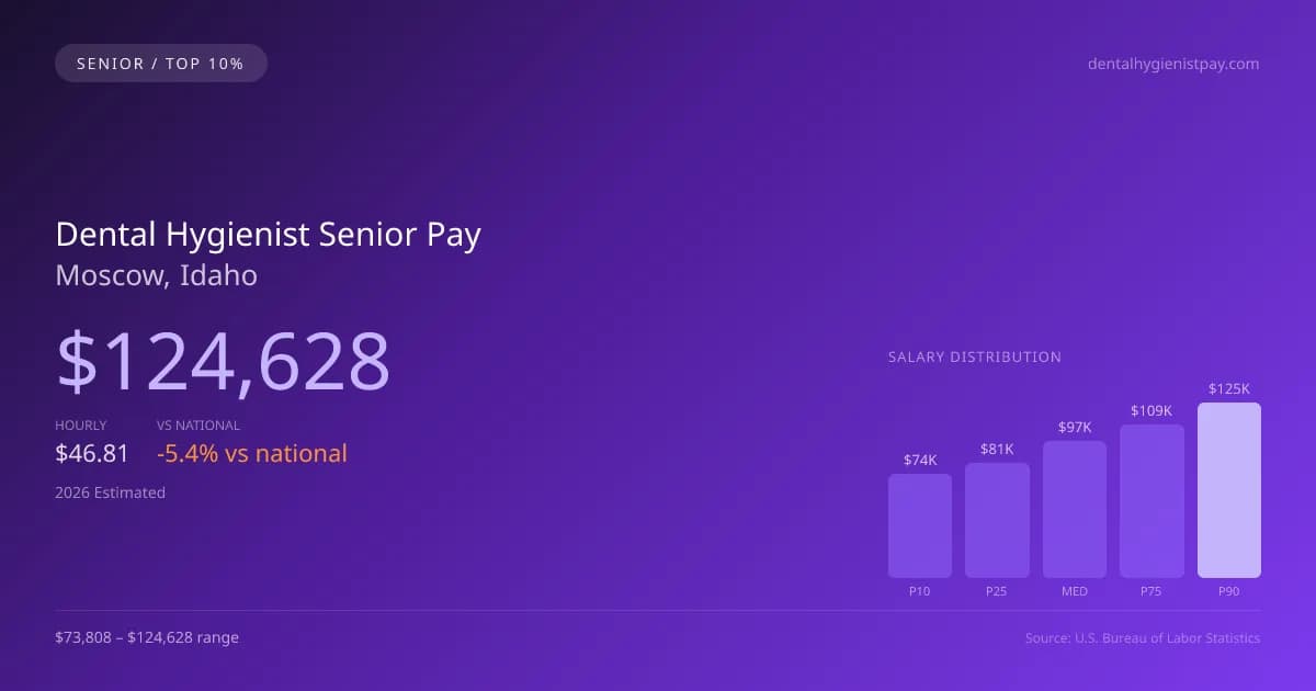 Dental Hygienist Senior Salary in Moscow, ID — 2026 est., based on 2025 BLS