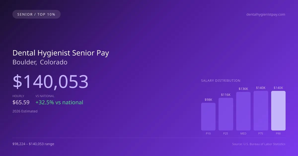 Dental Hygienist Senior Salary in Boulder, CO — 2026 est., based on 2025 BLS