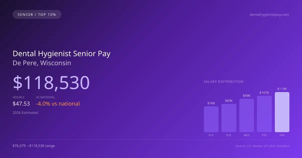 Dental Hygienist Senior Salary in De Pere, WI — 2026 est., based on 2025 BLS