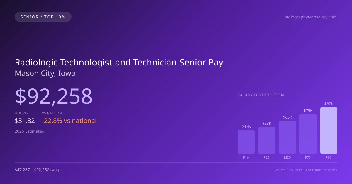 Radiologic Technologist and Technician Senior Salary in Mason City, IA — 2026 est., based on 2025 BLS