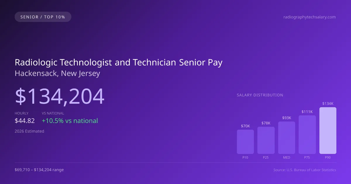 Radiologic Technologist and Technician Senior Salary in Hackensack, NJ — 2026 est., based on 2025 BLS