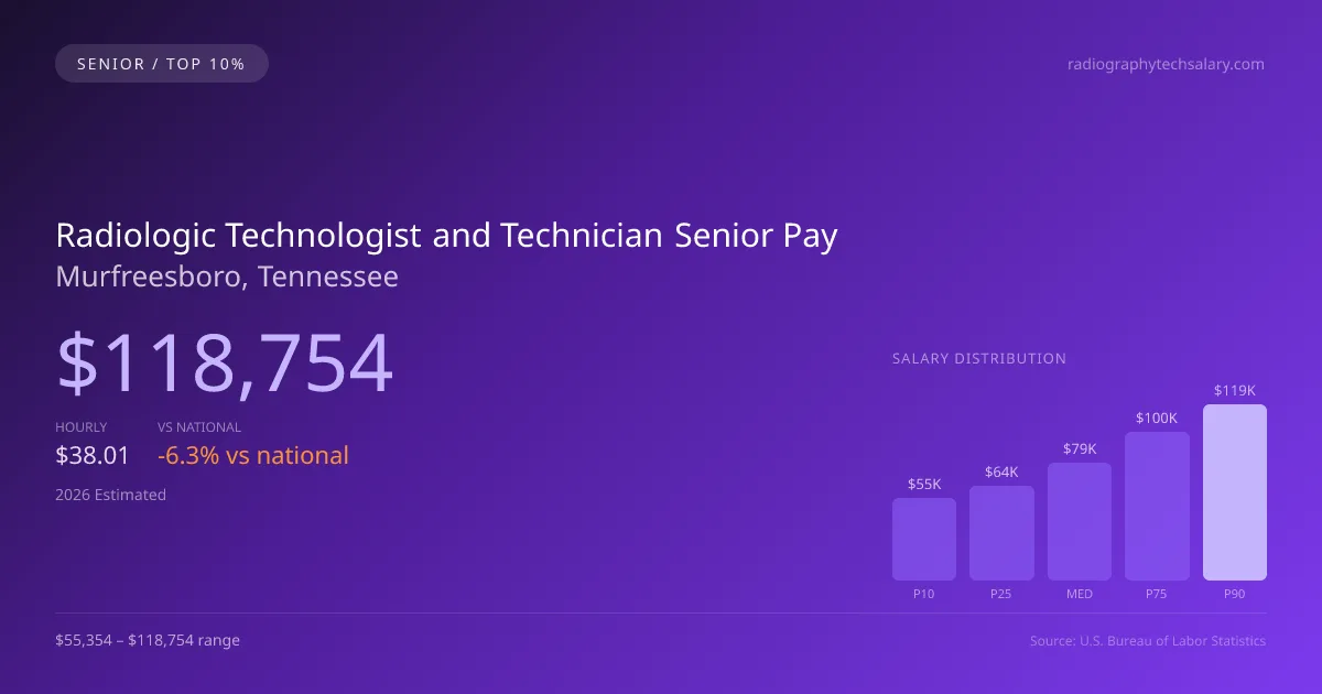 Radiologic Technologist and Technician Senior Salary in Murfreesboro, TN — 2026 est., based on 2025 BLS